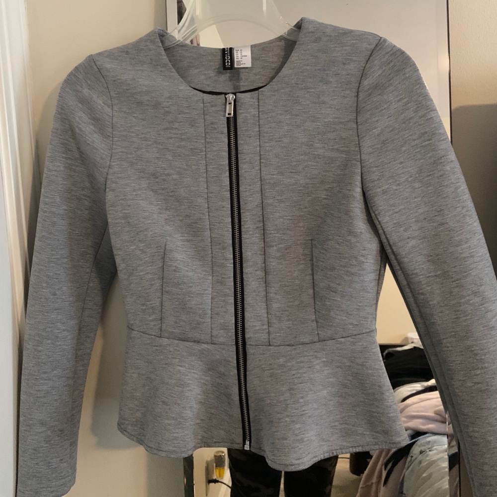 Cute grey zip blazer